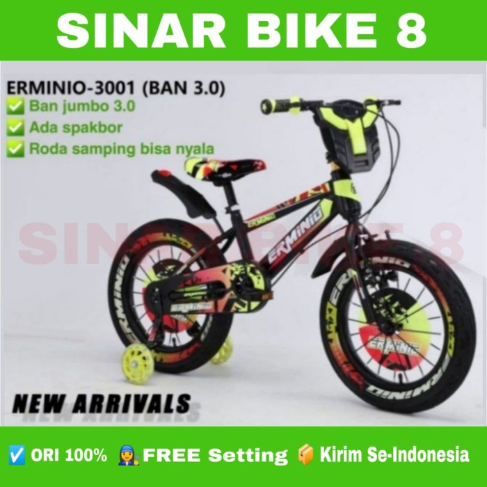 Sepeda Anak Laki Ukuran 12 16 18 Inch BMX ERMINIO 3001 Ban Jumbo