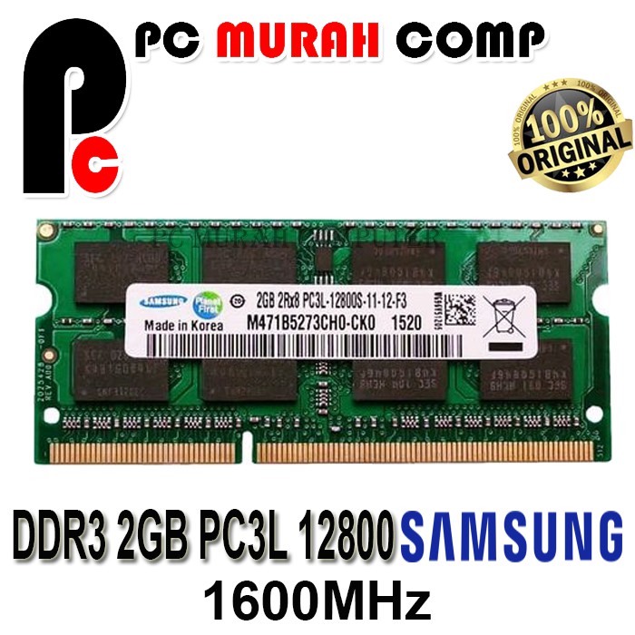 RAM / Memory Laptop DDR3 2GB PC3L 12800 Merek Samsung seragam Sodim