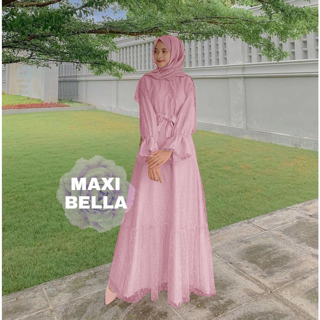 MX BELLA / FASHION GAMIS WANITA TERLARIS / PAKAIAN MUSLIM DRESS BRUKAT MEWAH