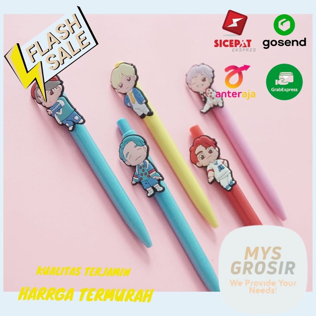 PULPEN MEKANIK MOTIF KARAKTER KPOP BTS BT21 CARTOON LUCU IMUT / BOLPEN GEL KARAKTER Pulpen cetek mek