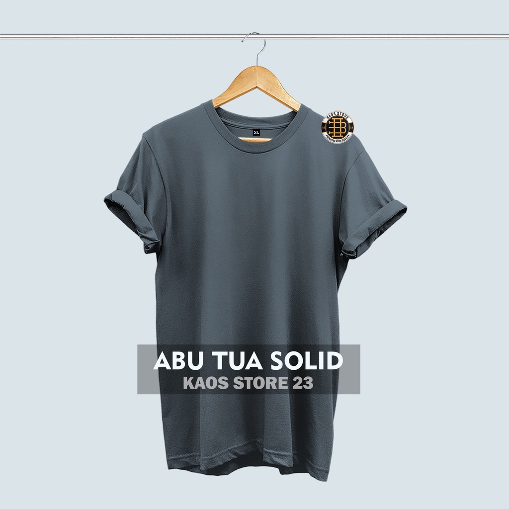KAOS POLOS PRIA COTTON COMBED 30S-Abu Tua solid