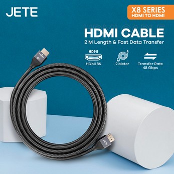 Kabel HDMI To HDMI JETE X8 2 meter Up To 48Gbps - Konverter Usb 200 cm - Garansi 2 Tahun