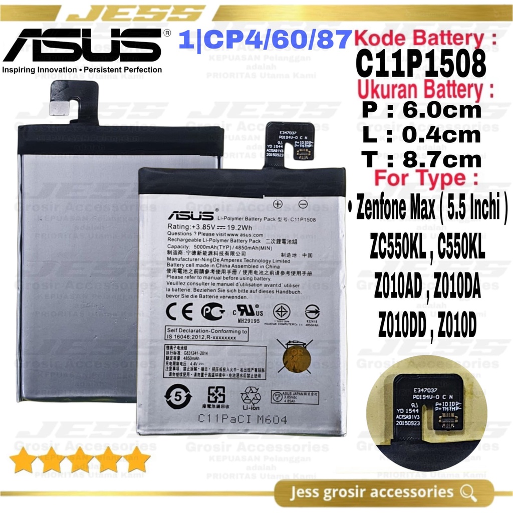 Baterai Original ASUS Zenfone Max ZC550KL C550KL Z010D Z010AD Kode Battery C11P1508