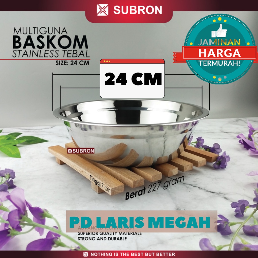 SUBRON Baskom Stainless 24 Cm/  Baskom Stainless Steel  / Baskom Kecil 24 Cm