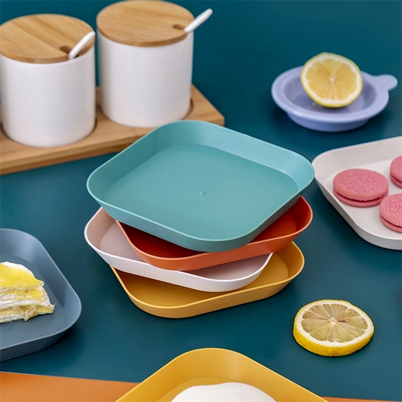 8pcs / Set Piring Snack / Makanan Dengan Holder Bawah Warna Permen Dapat Digunakan Kembali Untuk Meja Makan
