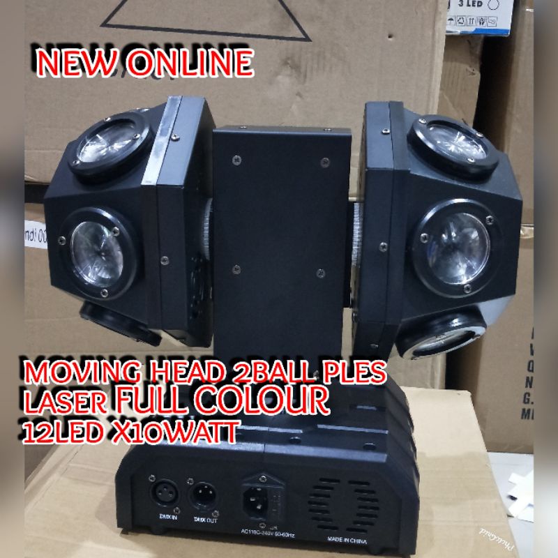 MOVING HEAD 2 BALL PLES LASER 12x10WATT FULL COLOUR