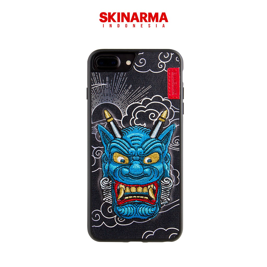 Skinarma Yokai Akki Blue - Leather Embroidery Case / Casing Bordir Kulit iPhone 6+ / 7 plus / 8 plus