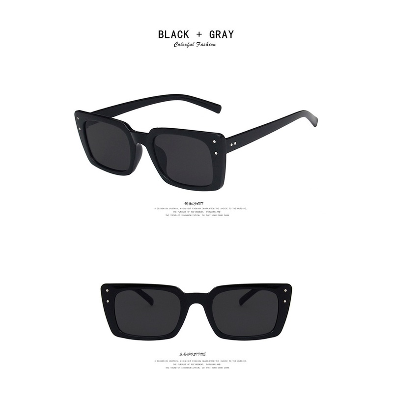 (YUZHU) TERSEDIA &amp; COD Kacamata Hitam Wanita Vintage Gaya Rectangle Kacamata Lensa warna Cewek Fashion Sunglasses