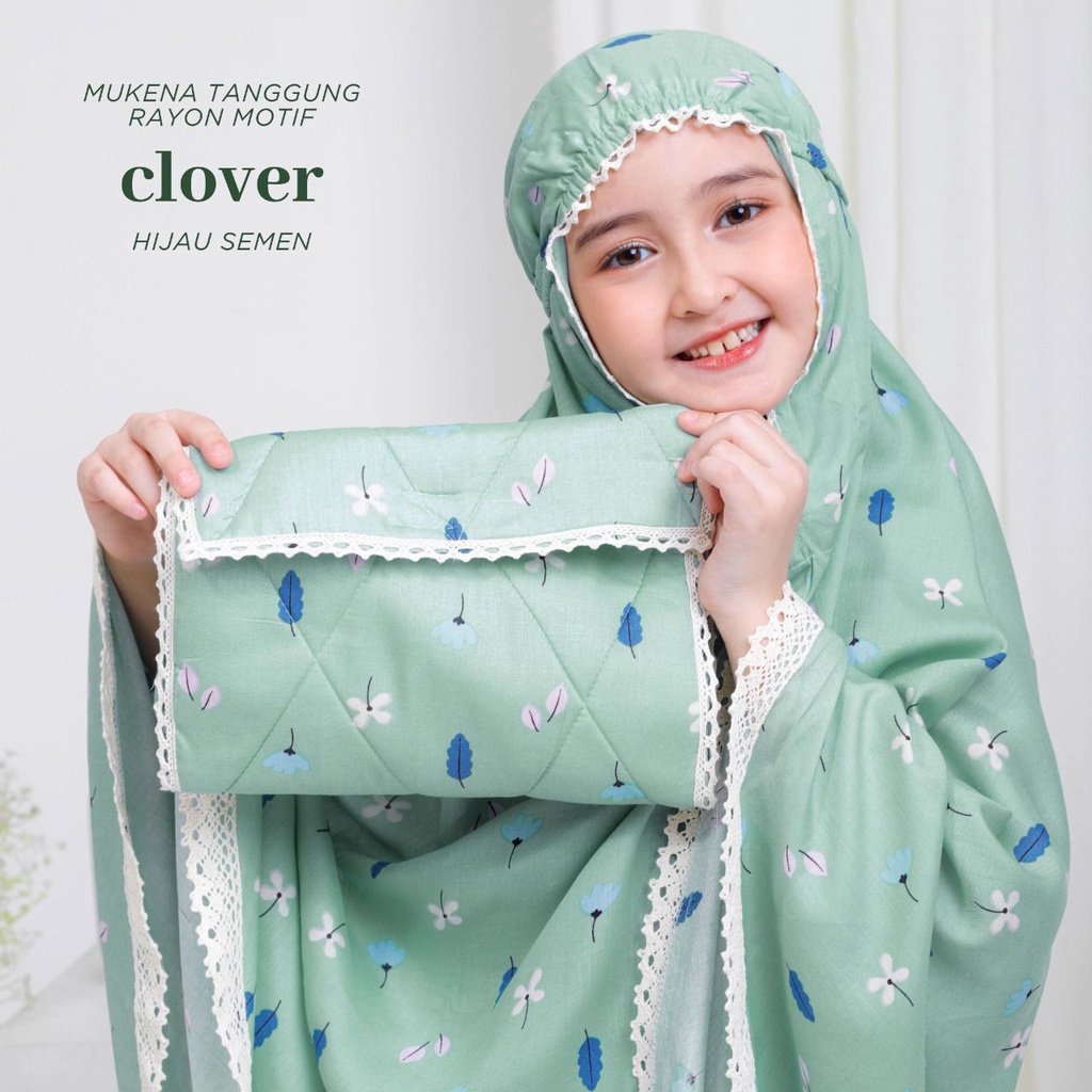 PUSAT MUKENA TASIK - MUKENA RAYON RENDA ANAK TANGGUNG MOTIF CLOVER