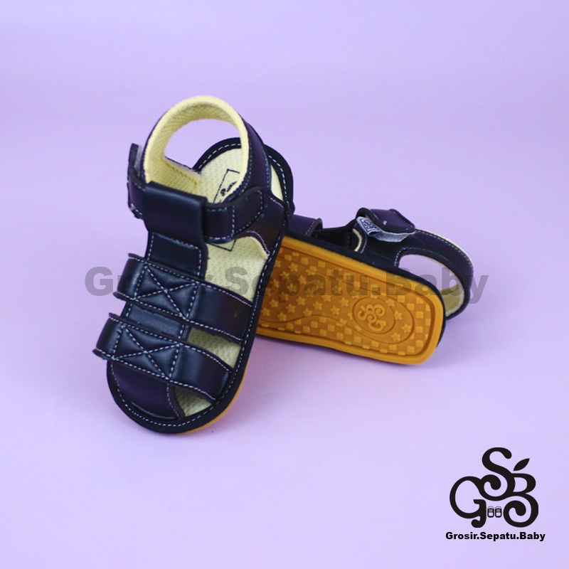 sandal bayi sepatu bayi sendal bayi laki laki perempuan prewalker bayi  umur 2 - 12 bulan model casual S04 polos HITAM ringan fleksibel &amp; Anti Slip