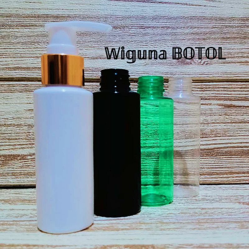 Botol Pump 100ml RF / Botol Rf 100ml Tutup Pump Lotion Ring Alumunium gold