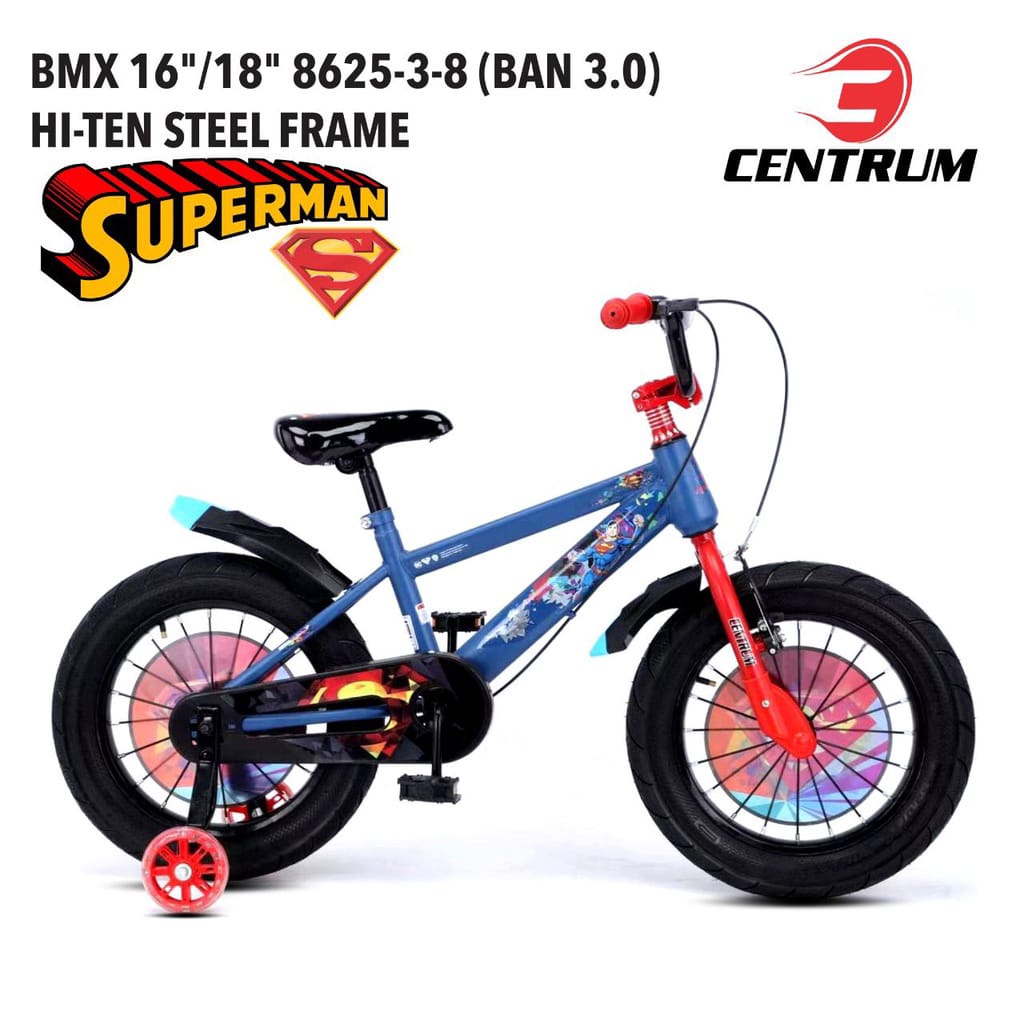 Sepeda BMX CENTRUM CT8625 -38 SUPERMAN Sepeda Anak Laki 16-18 Inch Ban 3.0 sepeda anak murah bmx