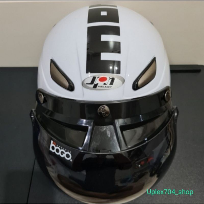 Helm JPN kawai momo Putih Gloss kaca bogo