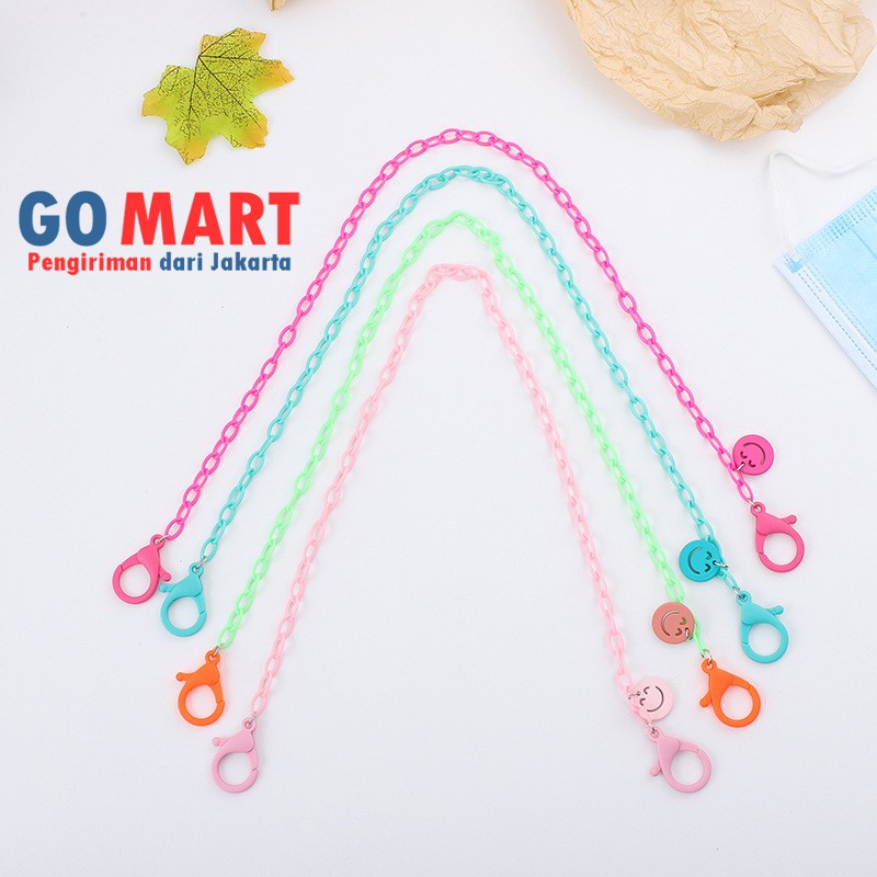 Kalung Strap Masker Wajah Lanyard Masker - Tali Kalung Masker Motif Smile Import Terbaru - KM01