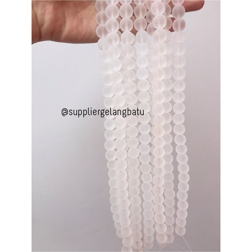 Batu Kuarsa Bening Matte Clear Quartz Gelang Kalung Doff 12mm Putih Terapi Doft Kesehatan Natural