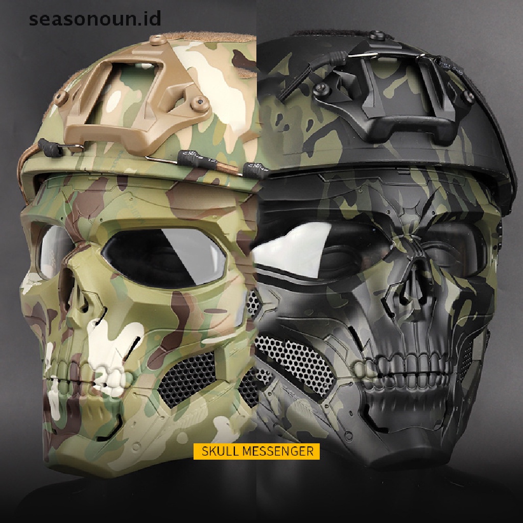 (seasonoun) Helm Taktis Motif Tengkorak Untuk Pesta Halloween