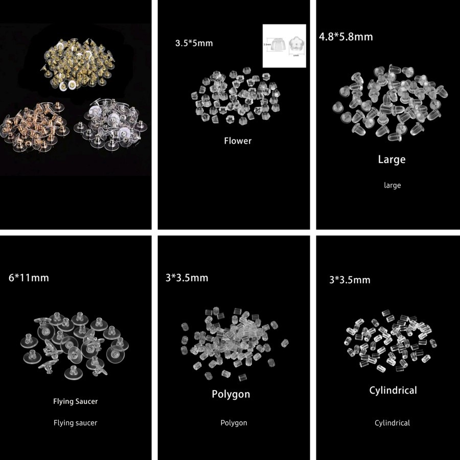 ISI 100PCS ATAU 50PCS SILICON PENUTUP ANTING BAHAN CRAFT DIY BERKUALITAS