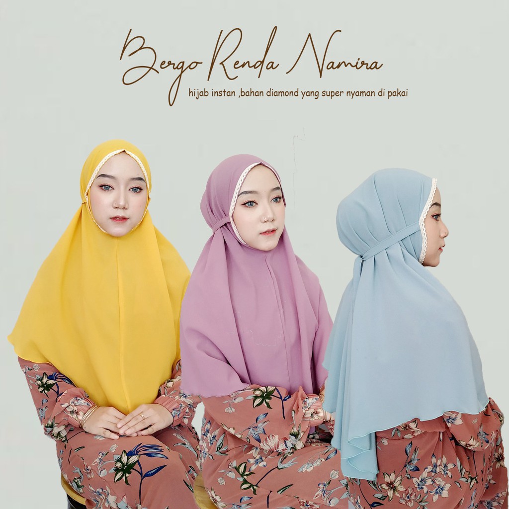 Hijab instan Namira Renda Jilbab Instan Bergo Namira Renda