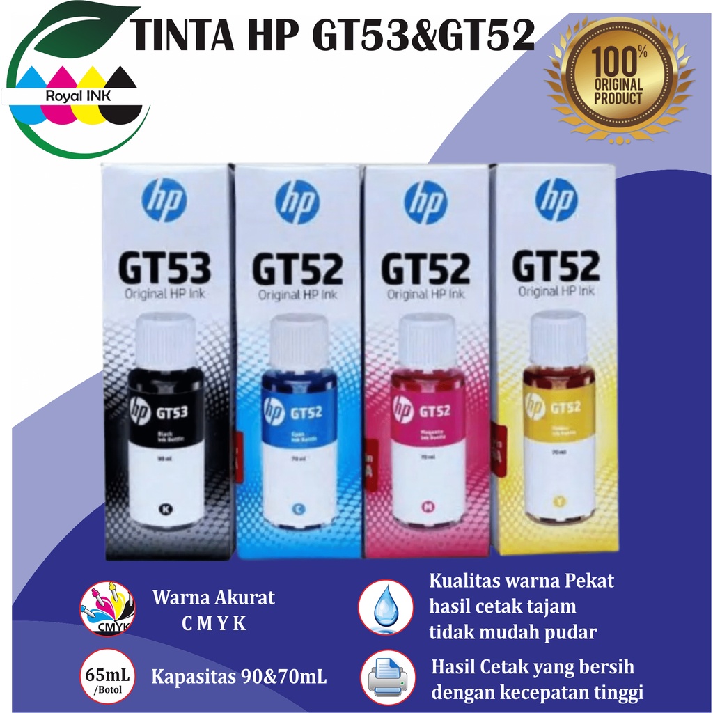 1 SET 4 PCS | HP GT52/GT53 BLACK Ink PREMIUM GT 52/53 Tinta Hitam Pengganti GT51 -1SET