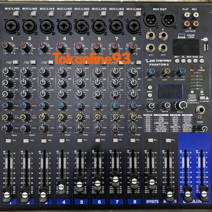 Mixer Zetapro Phantom 8 Phantom-8 Phantom8 USB Recording Orignal