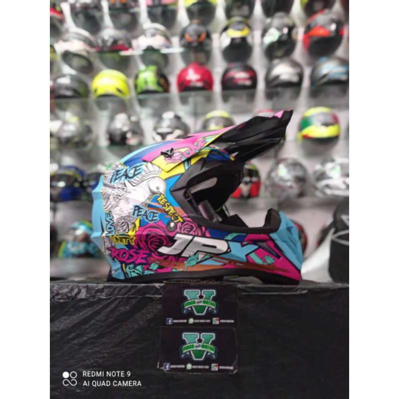 HELM JPX CROSS MOTIF PINK BLUE ONGKIR TERMURAH