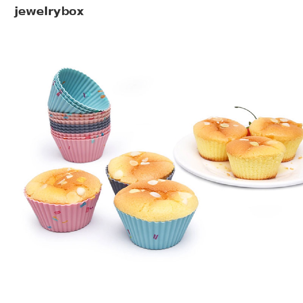 6 Pcs / set Cetakan Cupcake Muffin Bahan Silikon Dapat Digunakan Kembali