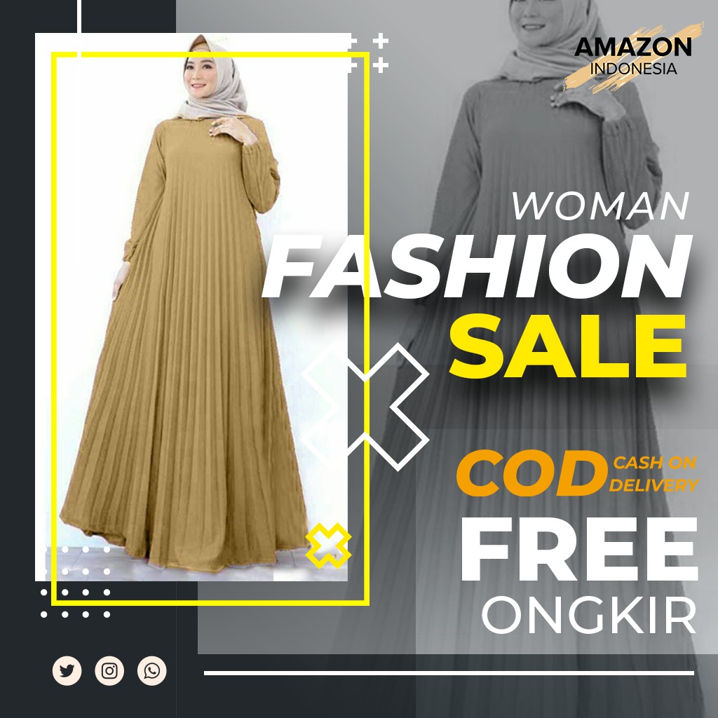 GAMIS WANITA DRESS PLISKET CEWEK WARNA CREAM KREM COKELAT COKLAT BROWN PREMIUM HARGA MURAH