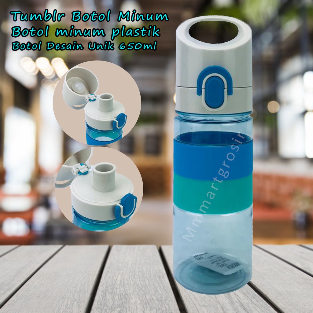 Tumblr Botol Minum /Botol minum plastik / Warna Biru/hijau Desain Unik / 650ml