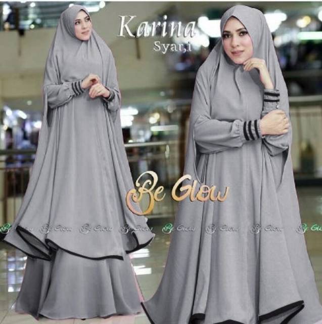 TOTOTAshop.KARINA SYARI'I maxi tgn pjg busui,pinggang blkng karet+Bergo