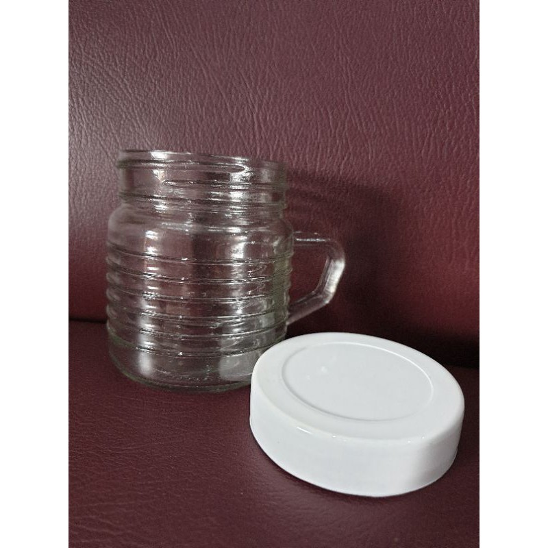 gelas mug kaca gelas gagang dengan tutup