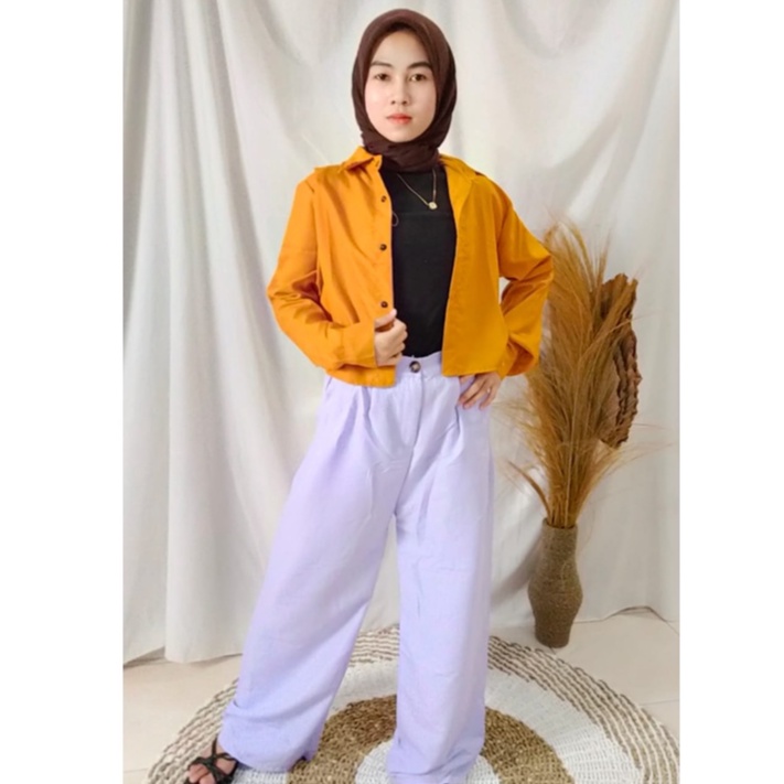 FC - KEMEJA CROP / KEM CROP LENGAN PANJANG / HANIN CROP / KEMEJA CRINKLE / BELFIE CROP/ KEISYA CROP