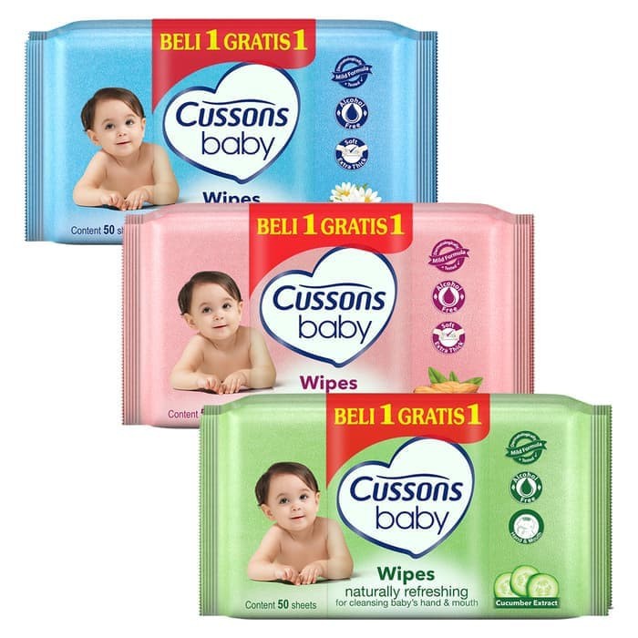 CUSSON BABY WIPES 50s TISSUE BASAH BELI 1 GRATIS 1