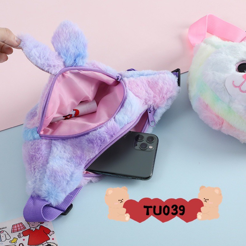 Tas Pinggang Unicorn Bulu TSU036 TU039 anak perempuan waist bag