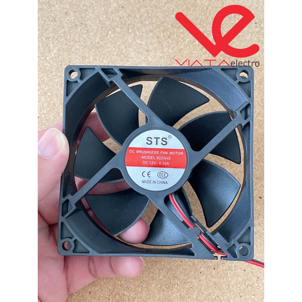 FAN DC 12V 9cm BRUSHLESS FAN KIPAS DC 9x9cm TEBAL COOLING EXHAUST 9cm KIPAS PENDINGIN 90mm 9 x 9cm 0.25A