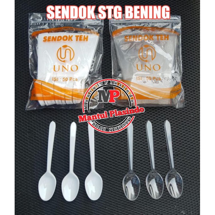 isi 50pcs Sendok Stg Putih Susu &amp; Bening