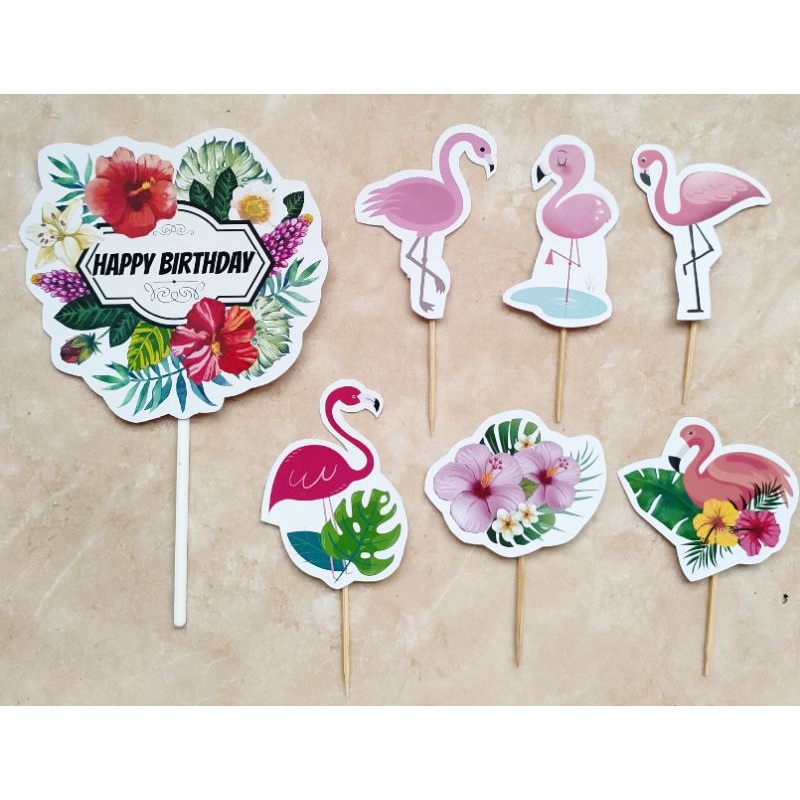 hiasan dekorasi kue cake topper ulang tahun karakter Flamingo Flaminggo