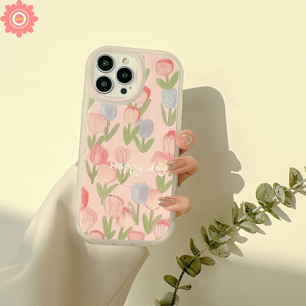 Case Bunga Tulip Relief 3D Samsung A14 A04 A04S A04E A23 A33 A53 A73 A03s A13 A12 M23 A03 Core A22 A52 A72 A52s A51 A71 A50 A50s A30s A32 A31 A11 A20s Lukisan Cat Minyak Soft Cover