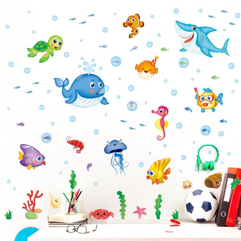 RELIZA WALL STICKER IKAN PAUS FISH KAMAR MANDI ANIMAL HEWAN LAUT STIKER DINDING XL7206