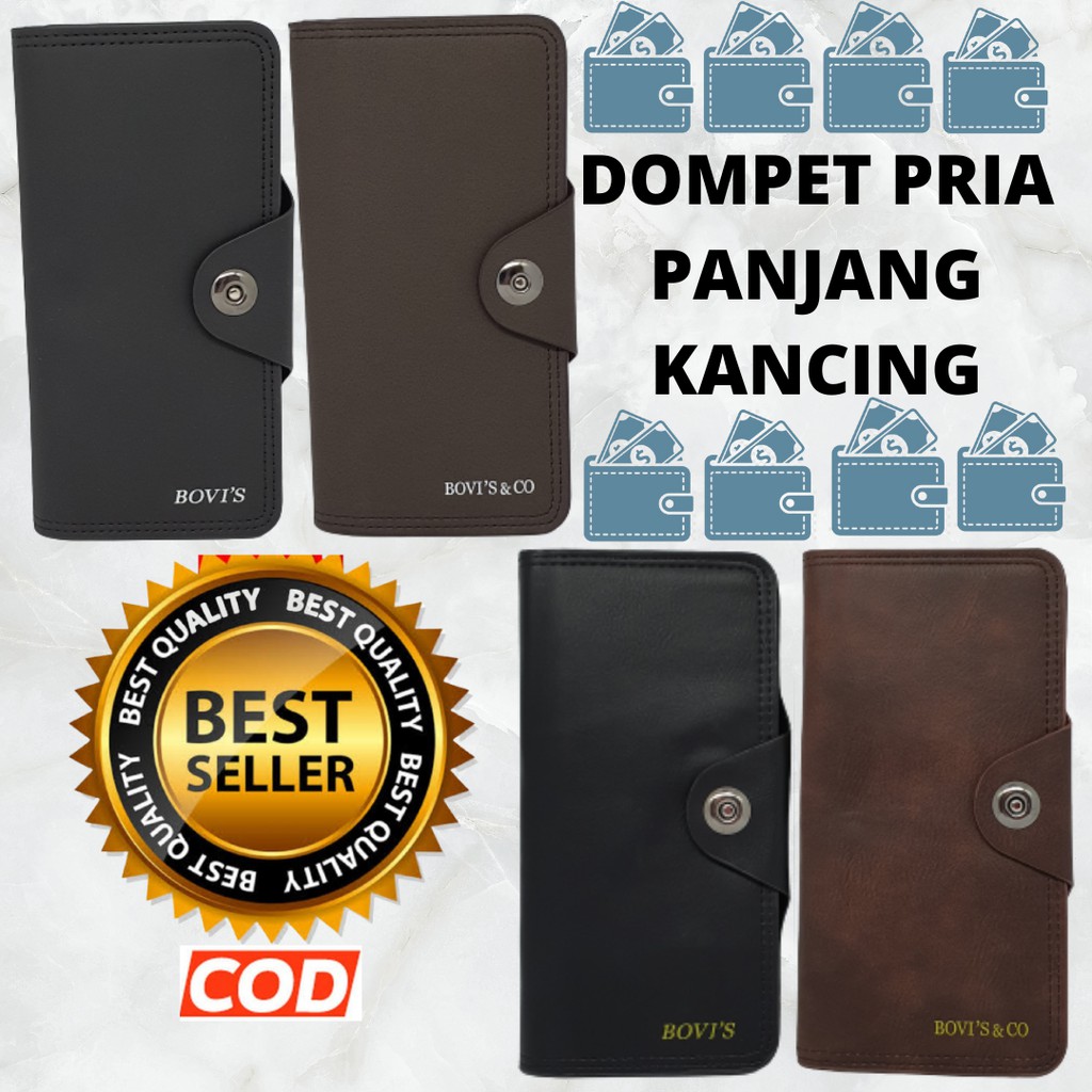 Dompet Pria Panjang Kulit Murah Bahan PU Leather|Dompet Laki Laki Panjang Kancing Magnet|MIX#PJG#KCG