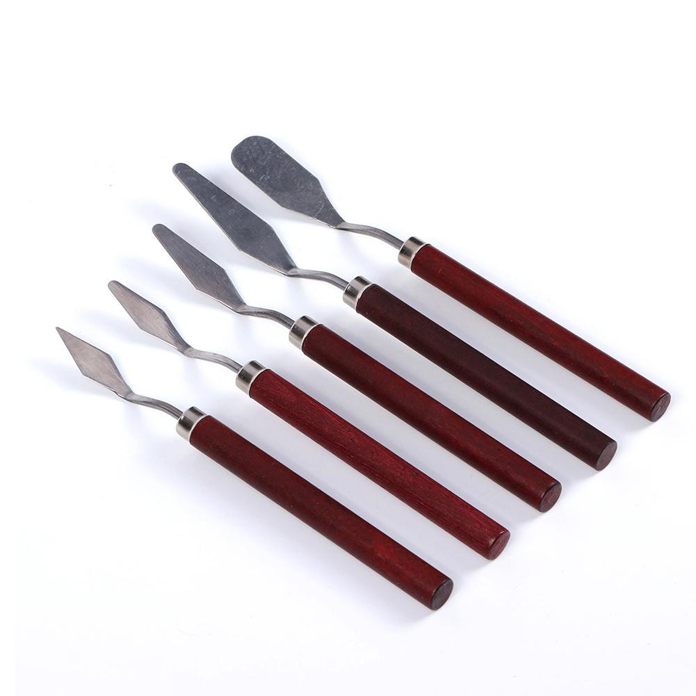 5PCS/SET SS PALETE PISAU SPATULA DEKORASI KUE LUKIS UKIR SPATULA PALET CAKE PAINTING KNIFE PAINT ART