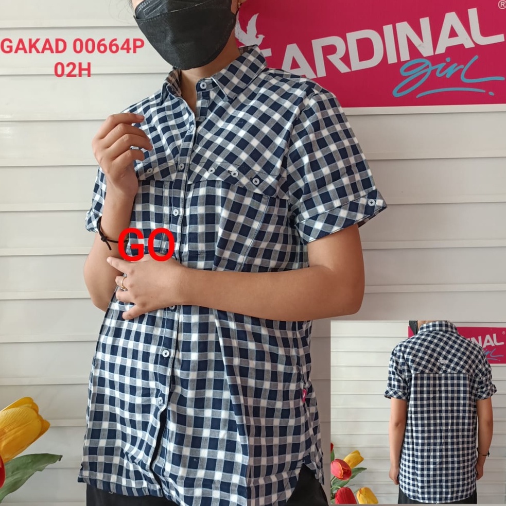 gof KPQ CARDINAL GIRL KEMEJA  Pakaian Wanita Atasan Kemeja Casual Motif Polos Lengan Pendek Original