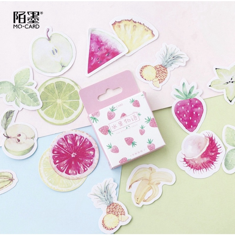 (45 PCS) STICKER AESTHETIC CUTE BOX STIKER LUCU MURAH BINATANG ORANG BUNGA SCRAPBOOK STIKER HP-Fruit