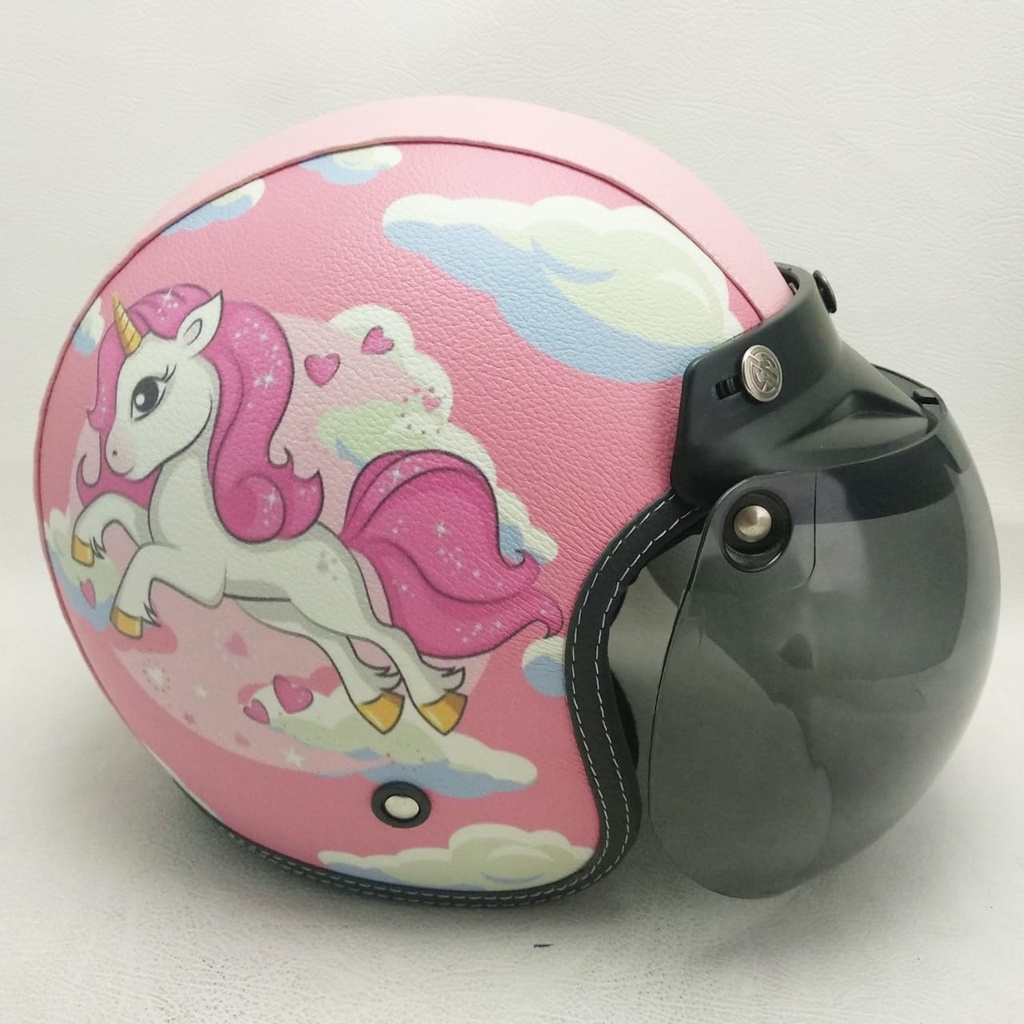 NEW Helm Bogo Retro Kulit Dewasa/Anak-anak Kuda Poni Cute Unicorn Series Murah Free Tambah Nama