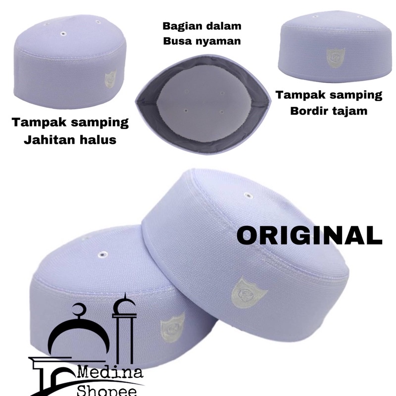 Kopyah/Peci Malaysia Original bordir putih/ kopiah haji umroh