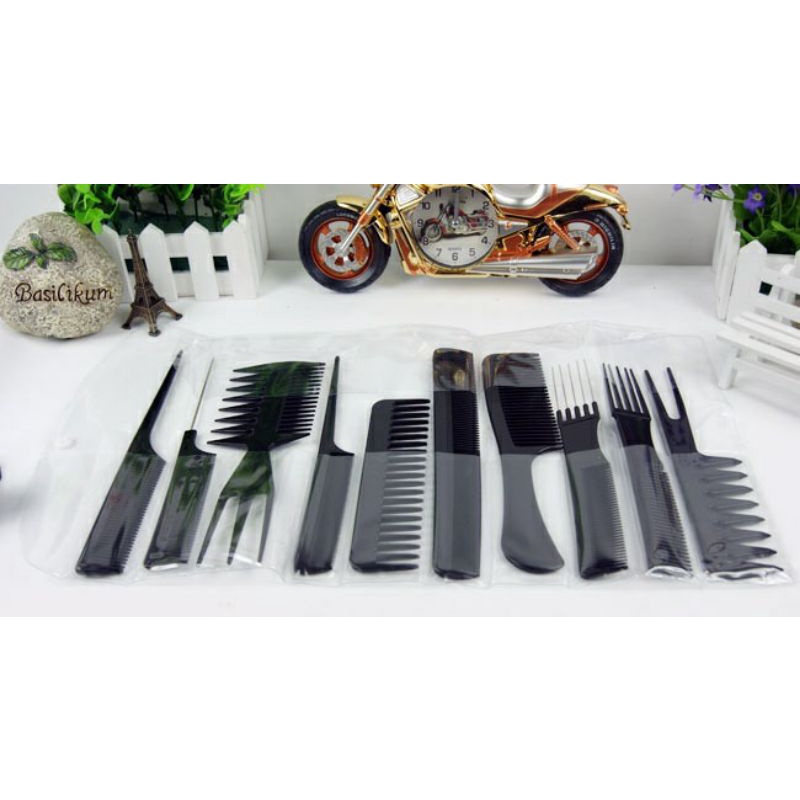 Berbagai Model Sisir Rambut Salon Cukur Hair Comb 10 Set Lengkap