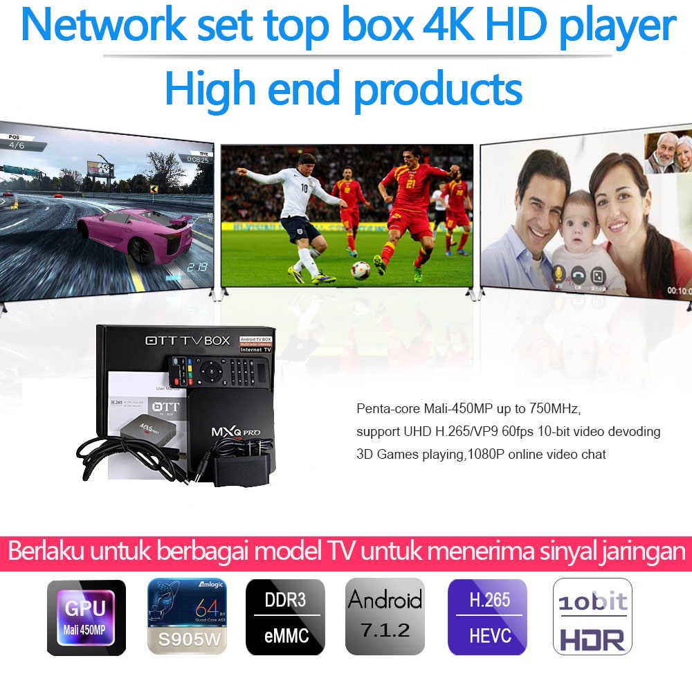 4K Android 10 TV BOX 2+16GB &amp; 4GB+32GB &amp; 8GB+64GB TV BOX Android MXQ Pro Pointer Keyboard 4K Internet Wifi Smart TV Indihome MXQ