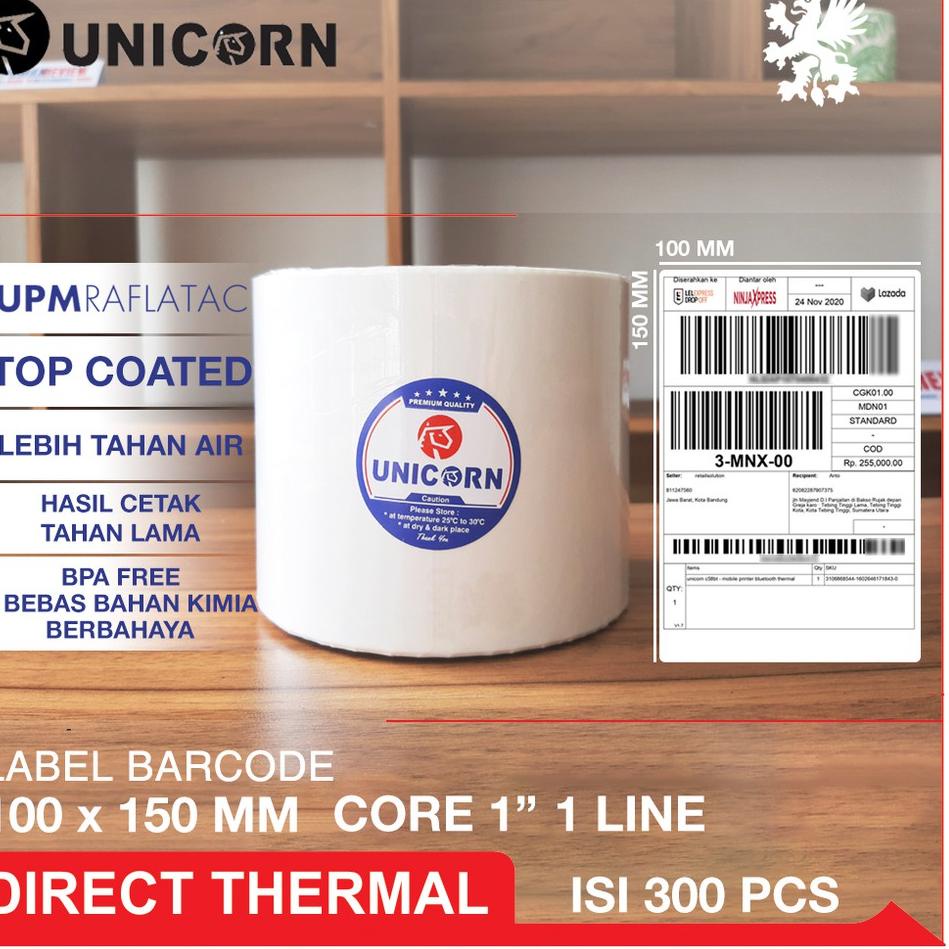 

Produk Trending Unicorn Label Stiker Resi Thermal 100x150 mm / 100 x 150 mm / 100x150mm 300pcs
