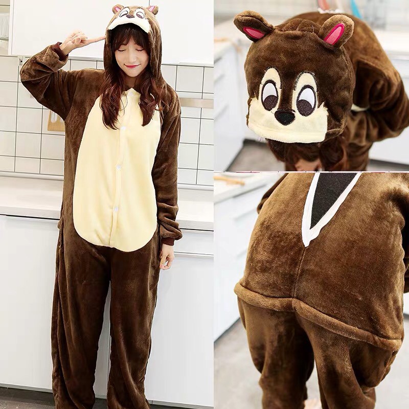 KOSTUM ONESIE CHIP CHIPMUNK DALE PIYAMA BAJU TIDUR KIGURUMI