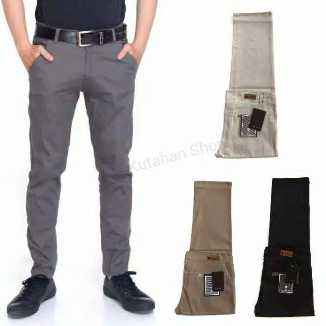  Celana  chino  Panjang Pria KERJA HARIAN HITAM MOCCA HITAM 