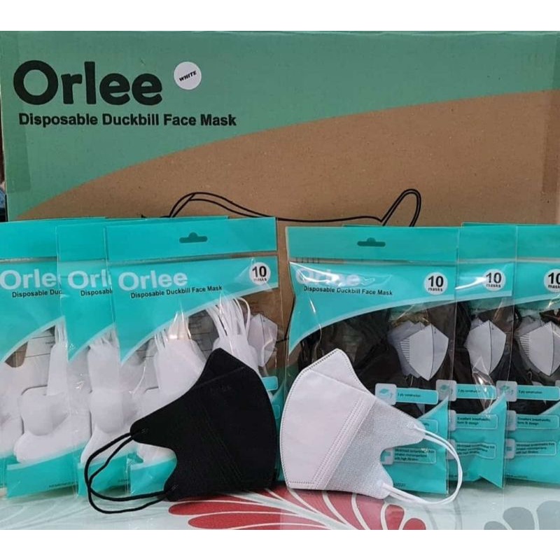 ORLEE MASKER DUCBILL PUTIH 3D EMBOS KEMENKES EARLOP NON HIJAB ISI 10PCS TALI KUAT TIDAK MUDAH PUTUS